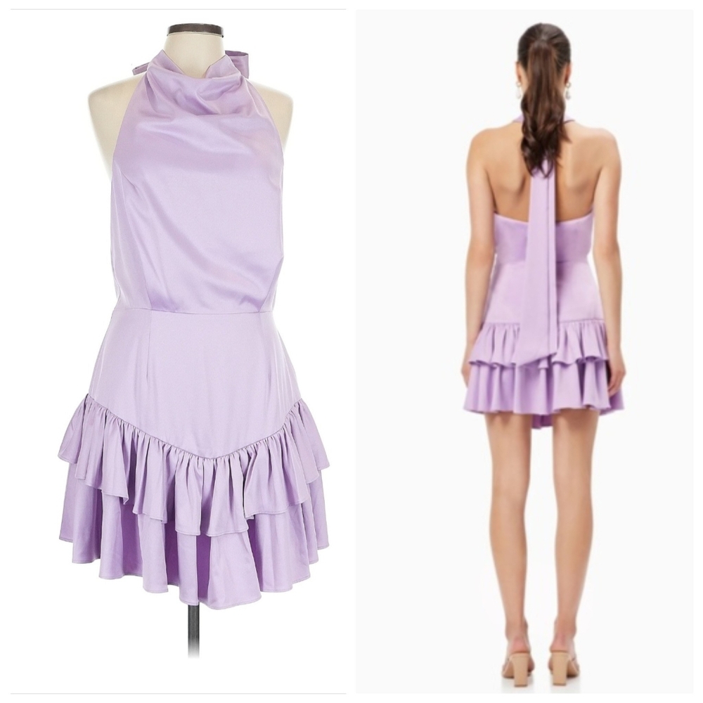 ELLIATT Monsoon Lilac Backless Halter Ruffle Dress- Size Large